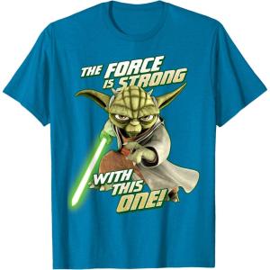 image:imageStar Wars Clone Wars Yoda Force Is Strong Graphic TShirt TShirtSapphire Blue