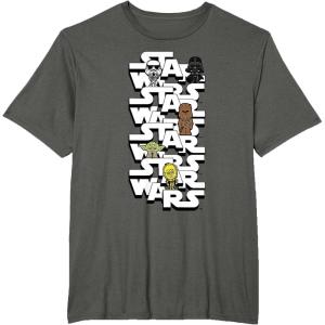 image:imageStar Wars Logo Darth Vader Yoda Kawaii Characters TShirt TShirtAsphalt Grey