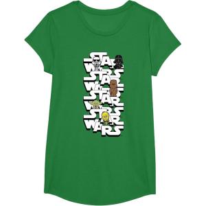 image:imageStar Wars Logo Darth Vader Yoda Kawaii Characters TShirt TShirtKelly Green
