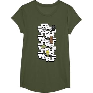 image:imageStar Wars Logo Darth Vader Yoda Kawaii Characters TShirt TShirtOlive Green