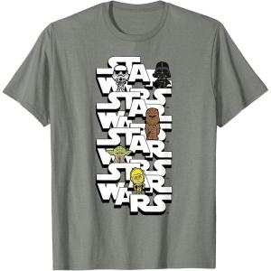 image:imageStar Wars Logo Darth Vader Yoda Kawaii Characters TShirt TShirtOlive Heather