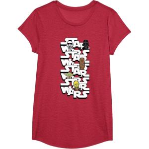 image:imageStar Wars Logo Darth Vader Yoda Kawaii Characters TShirt TShirtRed Heather