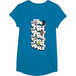 image:imageStar Wars Logo Darth Vader Yoda Kawaii Characters TShirt TShirtSapphire Blue