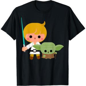 image:imageStar Wars Luke Yoda Cute Cartoon Jedi In Training TShirt TShirtBlack