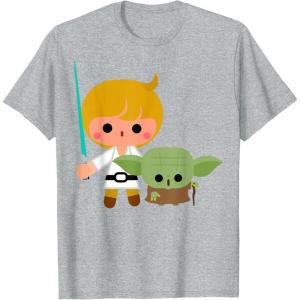 image:imageStar Wars Luke Yoda Cute Cartoon Jedi In Training TShirt TShirtHeather Grey