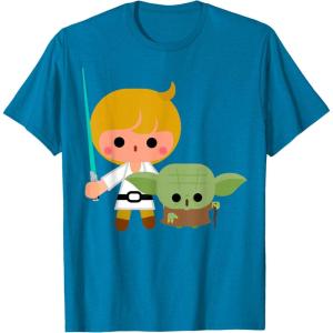 image:imageStar Wars Luke Yoda Cute Cartoon Jedi In Training TShirt TShirtSapphire Blue