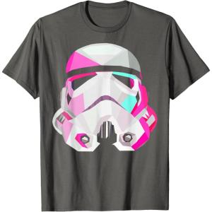 image:imageStar Wars Stormtrooper GeometricPrism Helmet Graphic TShirt TShirtAsphalt Grey