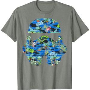 image:imageStar Wars Stormtrooper Hawaiian Print Helmet Graphic TShirt TShirtOlive Heather