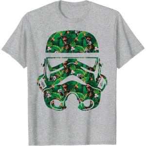 image:imageStar Wars Stormtrooper Tropical Helmet Floral Fill TShirt TShirtHeather Grey