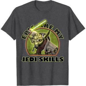 image:imageStar Wars The Clone Wars Yoda Epic Are My Jedi Skills TShirtDark Heather Grey