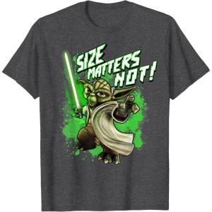 image:imageStar Wars The Clone Wars Yoda Size Matters Not TShirtDark Heather Grey