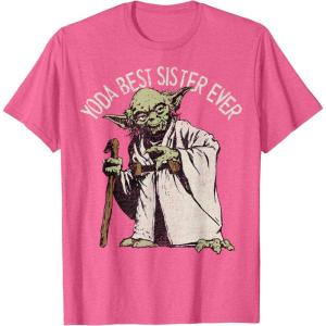 image:imageStar Wars Yoda Best Sister Ever Portrait TShirtPink Heather