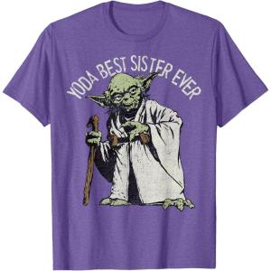 image:imageStar Wars Yoda Best Sister Ever Portrait TShirtPurple Heather