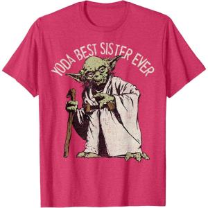 image:imageStar Wars Yoda Best Sister Ever Portrait TShirtRed Heather