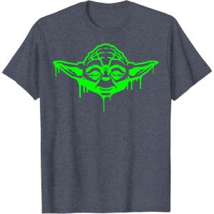 image:imageStar Wars Yoda Neon Tonal Green Oozing Face Drip TShirt TShirtHeather Blue