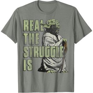 image:imageStar Wars Yoda Real The Struggle Is Graphic TShirt TShirtOlive Heather