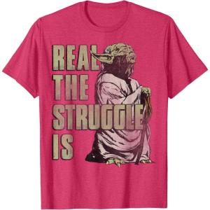 image:imageStar Wars Yoda Real The Struggle Is Graphic TShirt TShirtRed Heather