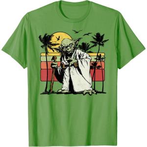 image:imageStar Wars Yoda Retro Striped Vintage Sunset Beach TShirt TShirtGrass Green