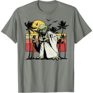 image:imageStar Wars Yoda Retro Striped Vintage Sunset Beach TShirt TShirtOlive Heather