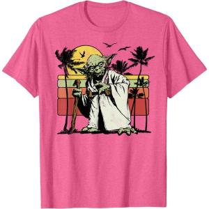 image:imageStar Wars Yoda Retro Striped Vintage Sunset Beach TShirt TShirtPink Heather