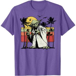 image:imageStar Wars Yoda Retro Striped Vintage Sunset Beach TShirt TShirtPurple Heather