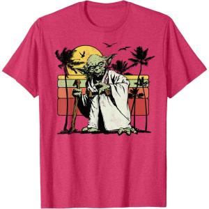 image:imageStar Wars Yoda Retro Striped Vintage Sunset Beach TShirt TShirtRed Heather