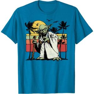 image:imageStar Wars Yoda Retro Striped Vintage Sunset Beach TShirt TShirtSapphire Blue