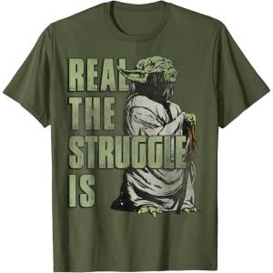 image:imageWomens Star Wars Yoda Looks Up While Down Strugglin He Is TShirt XL BlackOlive Green