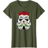 image:imageStar Wars Stormtrooper Roses Sugar Skull TShirtOlive Green