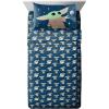 image:imageJay Franco Kids Sheet Set with Fitted Flat Sheets amp Pillow Cover  UltraSoft Bedding with Pillowcase for Room Decor Blue  Mandalorian 4 Piece Full