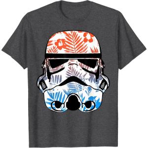 image:imageStar Wars Paradise Floral Palms Stormtrooper Helmet TShirtDark Heather Grey