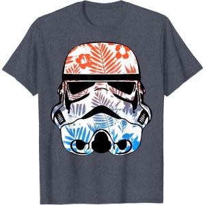 image:imageStar Wars Paradise Floral Palms Stormtrooper Helmet TShirtHeather Blue