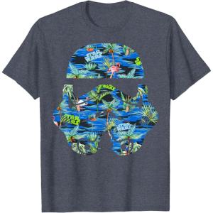 image:imageStar Wars Stormtrooper Hawaiian Print Helmet TShirt C2 TShirtHeather Blue