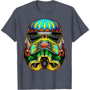 image:imageStar Wars Stormtrooper Ornate Sugar Skull Graphic TShirt C1 TShirtHeather Blue