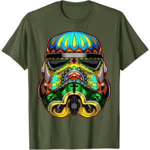 image:imageStar Wars Stormtrooper Ornate Sugar Skull Graphic TShirt C1 TShirtOlive Green