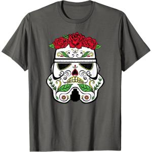 image:imageStar Wars Stormtrooper Roses Sugar Skull TShirtAsphalt Grey
