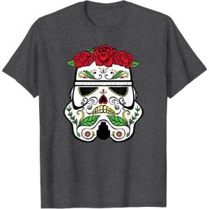 image:imageStar Wars Stormtrooper Roses Sugar Skull TShirtDark Heather Grey