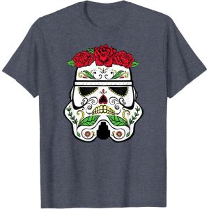 image:imageStar Wars Stormtrooper Roses Sugar Skull TShirtHeather Blue