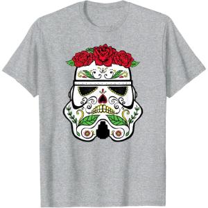image:imageStar Wars Stormtrooper Roses Sugar Skull TShirtHeather Grey