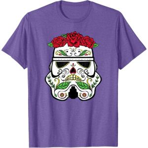 image:imageStar Wars Stormtrooper Roses Sugar Skull TShirtPurple Heather