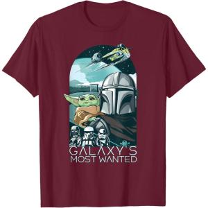 image:imageStar Wars The Mandalorian and Grogu Galaxys Most Wanted TShirtBurgundy