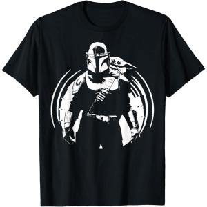 image:imageThe Mandalorian And Grogu A Clan Of Two Monochrome Portrait TShirtBlack
