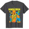 image:imageThe Mandalorian and Grogu  Mando  Neon Colors TShirtDark Heather Grey