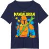 image:imageThe Mandalorian and Grogu  Mando  Neon Colors TShirtNavy Blue
