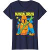 image:imageThe Mandalorian and Grogu  Mando  Neon Colors TShirtNavy Blue