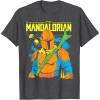 image:imageThe Mandalorian and Grogu  Mando  Neon Colors TShirtDark Heather Grey
