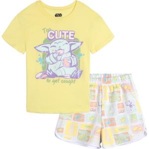 image:imageSTAR WARS The Mandalorian Grogu Girls TShirt and French Terry Shorts Outfit Set Toddler to Big Kid Sizes 41416Yellow