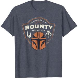 image:imageStar Wars The Mandalorian and Grogu Bounty Hunter Helmet TShirtHeather Blue