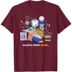 image:imageStar Wars The Mandalorian and Grogu Galactic Snacks Please TShirtBurgundy
