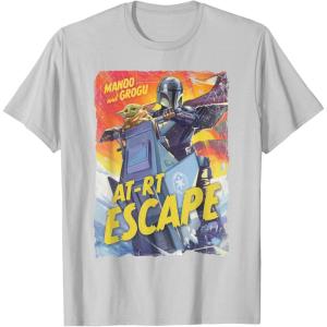 image:imageStar Wars The Mandalorian and Grogu Movie Mando ATRT Escape TShirtSilver Grey